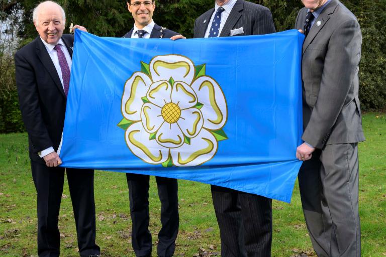 From left to right, the leader of North Yorkshire Council, Cllr Carl Les, the chairman of North Yorkshire Council, Cllr George Jabbour, deputy chair of the Yorkshire Society, Colonel Stephen Padgett OBE and Yorkshire Society executive committee member, Stephen Bradwell.