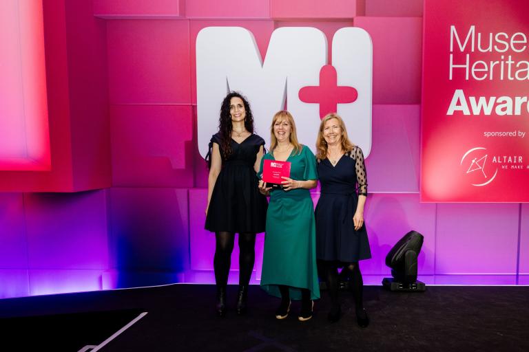 A pioneering North Yorkshire learning initiative has received national recognition after winning a prestigious Museums and Heritage Award. Pictured at the ceremony at the Hilton Park Lane in London are award host Ella Al-Shamahi, project co-lead Rosie Barrett and North Yorkshire Council creative and cultural development officer, Hazel Colquhoun.