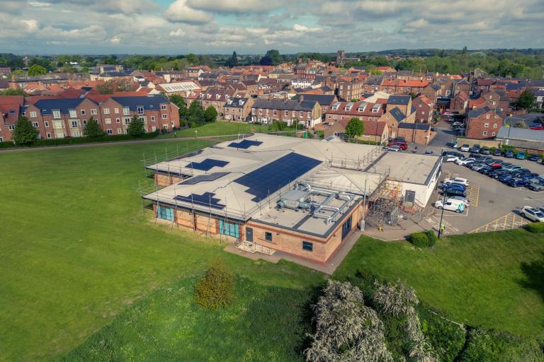 Thirsk and Sowerby Leisure and Wellbeing Hub, which has had 149 solar panels added to its roof.