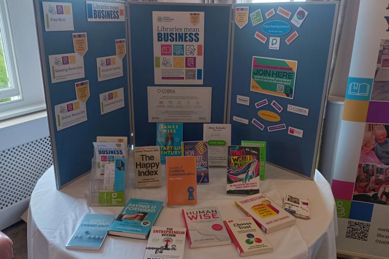 A selection of titles from a new bespoke book collection appealing to either those in business or anybody looking to set one up. It was displayed at last week’s event. 