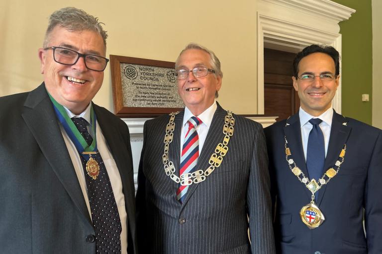 New council chair Cllr David Chance with Cllr John Ritchie and Cllr George Jabbour