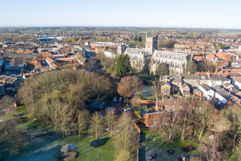 An aerial shot of Selby.