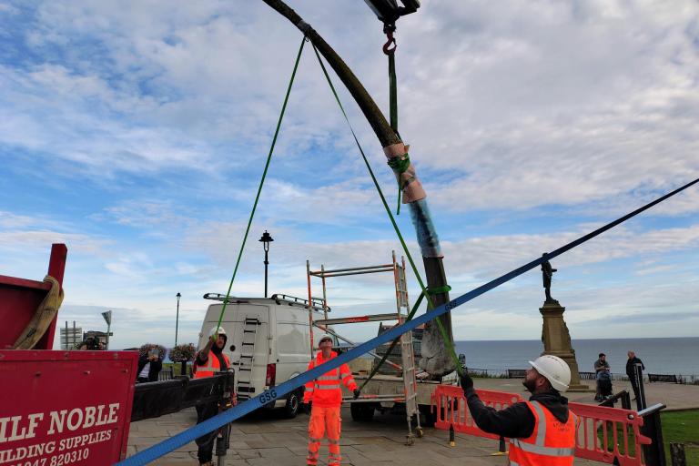 Whitby whale bones being removed