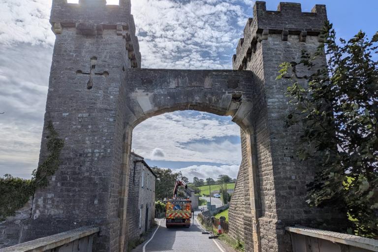 The damaged arch on Middleham Bridge has lost sections of stonework and has also become displaced creating a significant structural risk following a collision involving a heavy goods vehicle.