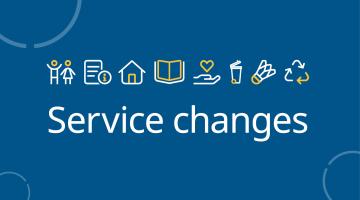 Service changes text in white on blue background
