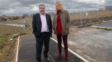 Cllr Annabel Wilkinson with colleague Cllr Steve Watson, who represents the Northallerton North and Brompton division, where the school will be based, at the Alvertune Road site.