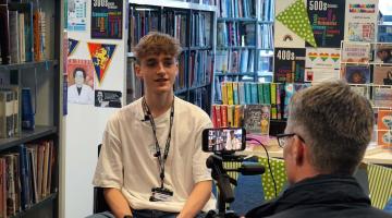 Benedict Simpson-Alexander, a Year 12 student at Richmond Sixth Form College, being interviewed by BFBS Catterick for the video featuring children of Armed Forces families in North Yorkshire