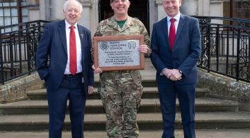 From left, North Yorkshire Council’s leader, Cllr Carl Les, Catterick Garrison Commander, Lieutenant Colonel Jim Turner, and the council’s chief executive, Richard Flinton, with the plaque to mark the launch of the new authority.