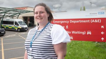 Ward walker outside a hospital