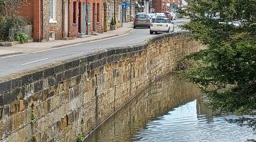 The wall which is in need or repair in Great Ayton