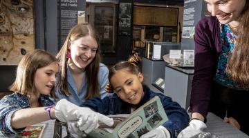 A family at Craven museum in Skipton