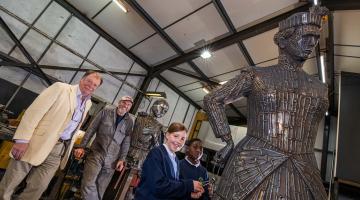 Nine-year-old Millie Donnelly and Arnold Nanor, aged 10, are pictured checking progress on the ‘Ballad of Sophia’ .