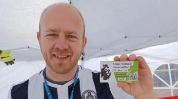 North Yorkshire Council’s partnership development officer, Matt Read, who is encouraging people to improve their numeracy skills by having some football fun.