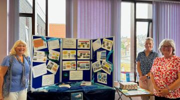 From left, Whitby WI president Lynn Walker, secretary Heather Relf and member Sue Hurdiss with the river pollution display at Whitby library.