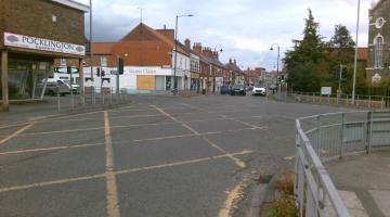 The Gowthorpe / Scott Road yellow box junction on the A19 in Selby. 