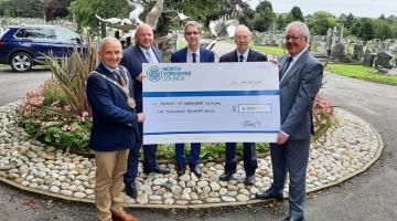 From left, charter mayor of Harrogate, Cllr Michael Harrison, bereavement services manager at North Yorkshire Council, Stephen Hemsworth, and John, Albert and Trevor from Friends of Harrogate Hospital, at Stonefall in Harrogate. 