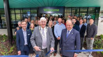 The chairman of North Yorkshire Council, Cllr David Ireton, with colleagues from North Yorkshire Council, Brimhams Active and partners, officially opens Harrogate Leisure and Wellness Centre.