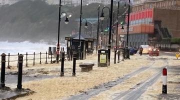 The scene on The Foreshore at Scarborough