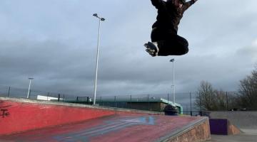 A skater in action at the existing park.