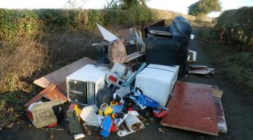 Rubbish left on a road