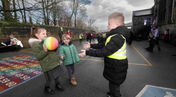 Children in a Harrogate school playground