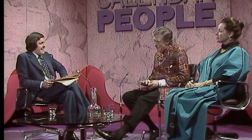 Three people on the Calendar People TV show