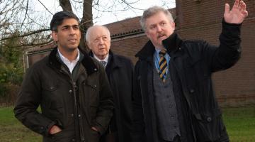 MP Rishi Sunak, left, is shown the location of the proposed town centre regeneration project in Catterick Garrison with North Yorkshire Council’s leader, Cllr Carl Les, centre, and the council’s economic and regeneration project manager, Simon Hayden, right. 