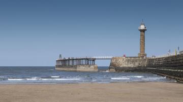 Whitby pier and lighthouse