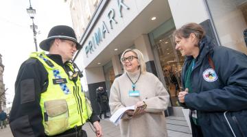 North Yorkshire Council’s community safety and CCTV manager, Julia Stack, speaks with Primark store manager, Andrea Thornborrow, and North Yorkshire Police officer, PC Kelvin Troughton, at the launch of Operation Spotlight in Harrogate.