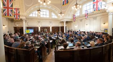 Inside the council chamber