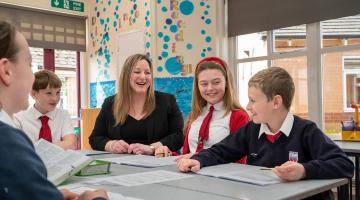 East Ayton Primary School pupils George Stephenson, Amelia McGregor, headteacher Lisa Nellist, Calvin Howes and Tamzin Hartley Smith.