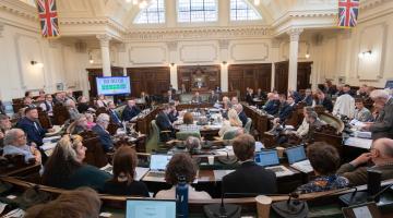 Members of North Yorkshire Council in the main council chamber at County Hall in Northallerton. A review is set to take place to ensure the number of members equally represents communities across the county