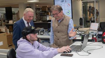 Apprentices Louis Thomas and Lewis Gustard with North Yorkshire Council’s chief executive, Richard Flinton