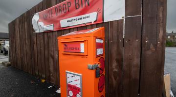 The knife bin in Dragon Road car park in Harrogate. To date, more than 1,630 knives and bladed instruments have been deposited here.