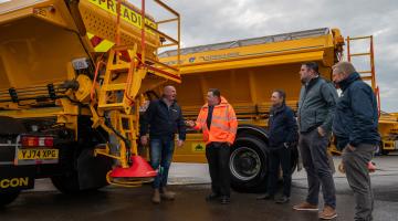 Head of highway operations, Nigel Smith, and operations manager at NY Highways, Craig Winter, assessing the new gritters with Econ staff. 