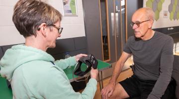 Checks are made on Neil by head cardiac rehab nurse, Clare Mills.