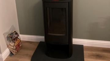 A wood burning stove