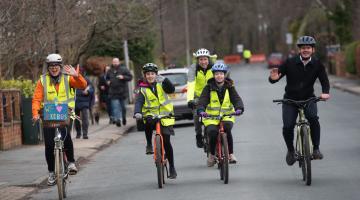 A group of people on bikes