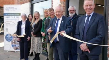 From left to right, Cllr Caroline Dickinson, North Yorkshire Council’s assistant director for customer, revenue and benefits, Margaret Wallace, the council’s head of customer services front-facing operations, Sarah Foley, Cllr Annabel Wilkinson, Cllr David Hugill, council leader Cllr Carl Les, Cllr Peter Wilkinson, and the council’s chief executive, Richard Flinton, at the official launch of the new customer services hub in Northallerton. 