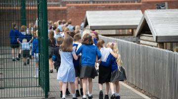 School children from the back