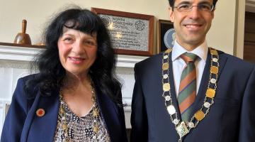 Former council chair Cllr Roberta Swiers and new chair Cllr George Jabbour