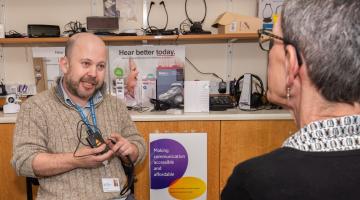 One of our technical officers for sensory services, Paul Senior assesses and offer one-to-one advice, information and life-changing support about equipment for people with hearing loss 
