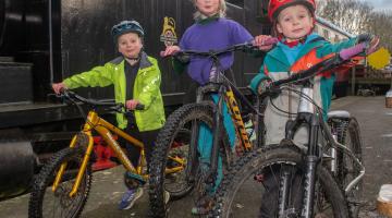 Three young children on a bike