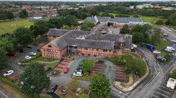 Aerial view of the Civic Centre in Northallerton, North Yorkshire, showing the main building and surrounding area