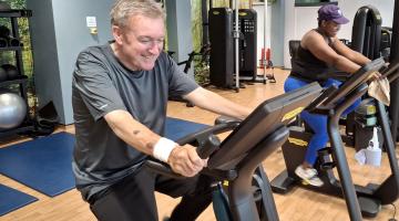 A person using a bike inside Ripon Leisure Centre