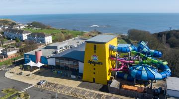 An aerial view of Alpamare Water Park in Scarborough
