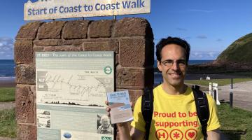 Cllr George Jabbour at the start of the Coast-to-Coast Walk