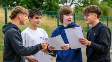 Tom, James, Oscar and Isaac with their GCSE results