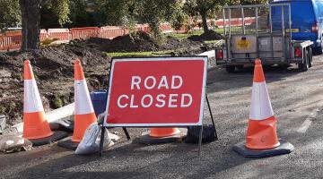 Road closed sign