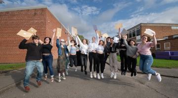 Pupils from Thirsk School and Sixth Form College celebrating A-level exams success